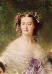 Empress Eugénie (1826-1920) and her Ladies in Waiting, detail of the Empress, 1755 (detail of 37015)